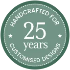 Customised designs handcrafted for 25 years badge